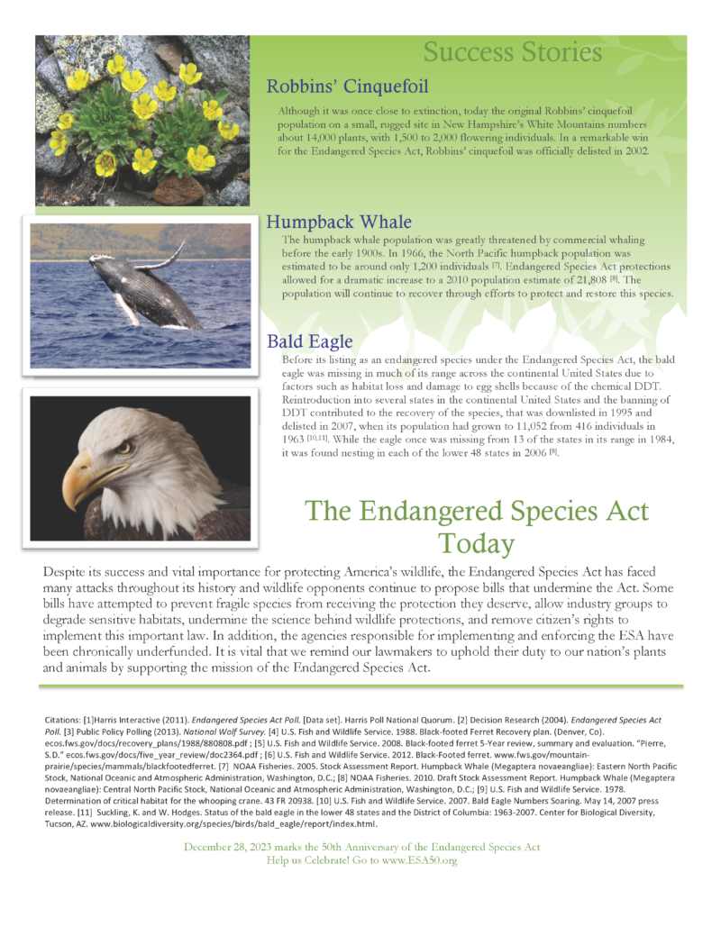 Endangered Species Act Facts - The Endangered Species Act At 50